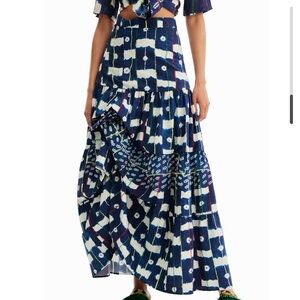 Desigual Stella Jean Skirt Size Large Multi Positional Maxi Tiered NWT